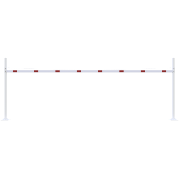 Height restriction barrier | with 2 square posts | cross tube length: 8000 mm | to be fixed by plugs | without barrier of aluminium tube